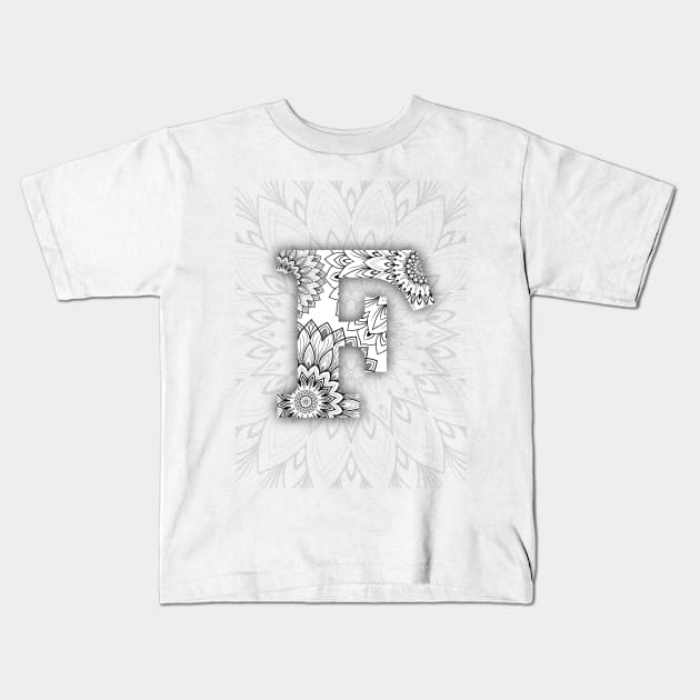 'F' intricate pattern Kids T-Shirt by grafi_doodles